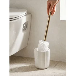 Sinsay - Rebrasta keramička WC četka sa zlatnom drškom - krem