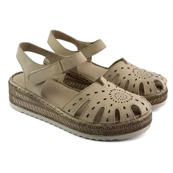 LP Fashion Ženske kožne sandale, Bež