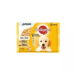 PEDIGREE Vlažna hrana za pse Junior, Piletina i Govedina, 4x100g