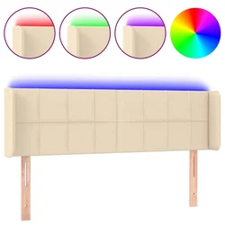 Vidaxl LED posteljno vzglavje krem 147x16x78/88 cm blago
