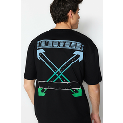 Trendyol Black Relaxed/Comfortable Fit Back Printed 100% Cotton T-shirt