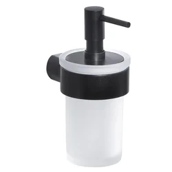 Gedy - Zidni dozator sapuna PIRENEI 110 ml mlečno staklo/mat crna