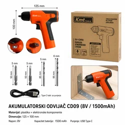 KMT Aku odvijač CD09, 8V, USB-C