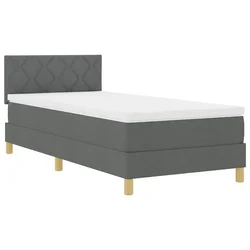 Vidaxl LED Box Spring Postelja Temno siva 90 x 190 cm blago