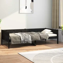 Dnevni ležaj od masivne borovine crni 90 x 190 cm