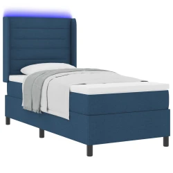 LED Box Spring Krevet s madracem Plava 90 x 200 cm tkanina
