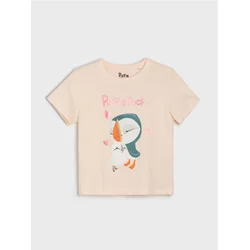 Sinsay - Pamučna majica sa printom Puffin Rock - pastelno roze