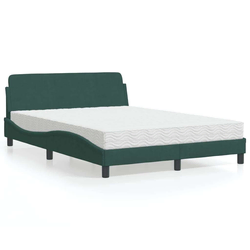 Krevet s madracem Dover tamnozeleni 140x190 cm baršunasti