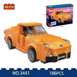 Cogo trkački auto narandžasti, sa oprugom - broj delova: 186 ( 93656 )