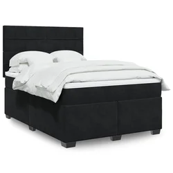 Vidaxl Box spring postelja z vzmetnico črna 140x200 cm žamet