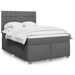 vidaXL Box spring posteljni z vzmetnico temno siv 140x190 cm blago