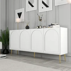 Hanah Home Konzola Lyon 80, 180x80x35 cm, Belo-zlatne boje