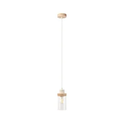 Luster na sajli WOODNEST 1xE27/15W/230V borovina/krem