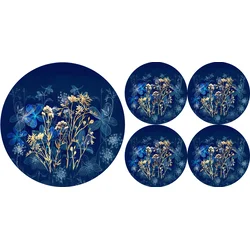 Bertoni Home Unisexs 1+4 Round Table Pads Set Midnight Navy Blue