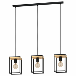 EGLO Viseća lampa LIBERTAD 3xE27 88 cm crna/drvo 99855