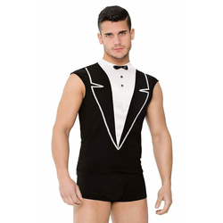 SoftLine Moški erotičen kostim 4604, črno-bela, XL