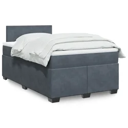 Vidaxl Box spring postelja z vzmetnico temno siva 120x200 cm žamet