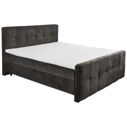MID.YOU POSTELJA Z VZMETNICO 160 cm  x 200 cm , tekstil, leseni material temno rjava