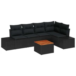 Sjedeća garnitura za vrt s pohranom 6 pcs Crna poliratan