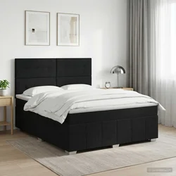 vidaXL Postelja boxspring z vzmetnico Črna 180 x 200 cm Blago
