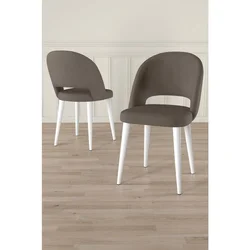 Hanah Home set trpezarijskih stolica Pane 2 kom, kapućino tkanina Babyface, bele metalne noge