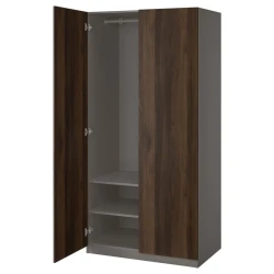PAX / STORKLINTA Kombinacija garderobera, tamnosiva/tamnosmeđa im. bajcovane hrastovine, 100x60x201 cm