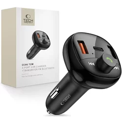 Tech-protect CC06 Bluetooth FM Transmitter avto polnilec 2x USB / USB-C 72W, črna