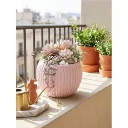Sinsay - Keramička saksija sa rebrastom strukturom - pastelno roze