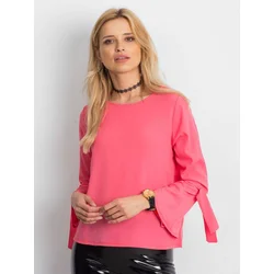 Blouse with flared tied sleeves coral