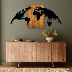 Wallity Zidna dekoracija World Map 20, 70x150cm, Hrast