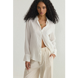 Trendyol White Striped Textured Fabric Regular Regular Pattern Woven Shirt