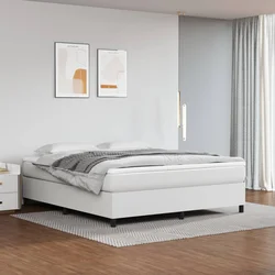 Okvir za krevet s oprugom bijela 160x200 cm od umjetne kože