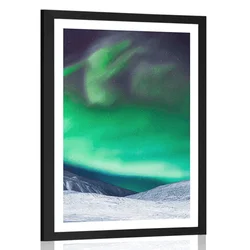 Plakat s paspartujem severni sij na nebu - 40x60 white