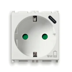 2P+E 16A DE SICURY UTIČNICA +USBC 15 bela VI14208.USB