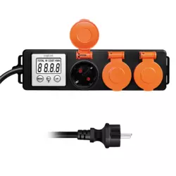 Logilink produžni kabl outdoor 3 mesta, LCD displej potrošnje, 1.4m, IP44, crna