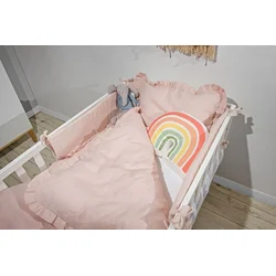Lanena posteljnina za otroško posteljico DUSTY PINK, vel. M