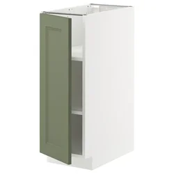 METOD Podni element s policama, bela/Axstad sivozelena, 30x60 cm