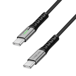 Logilink USB 2.0 Type C/M - C/M, E mark, 100W, LED, crni, 1m