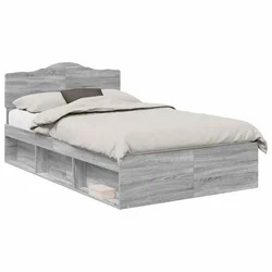 Vidaxl Konstrukcija postelje z vzglavjem Siva Sonoma 120 x 200 cm