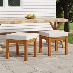 Vidaxl Vrtni stolčki z blazinami 2 kosa 40x40x42 cm trden akacijev les