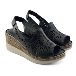 LP Fashion Ženske kožne sandale, Crne
