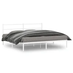 shumee vidaXL Kovinski posteljni okvir z vzglavjem bel 180x200 cm