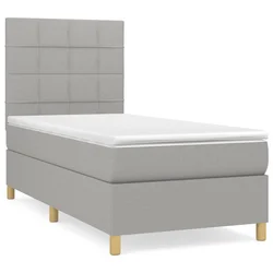 Vidaxl Box spring postelja z vzmetnico svetlo siv 100x200 cm blago