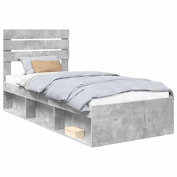 Vidaxl Konstrukcija postelje z vzglavjem Betonsko siva 75 x 190 cm