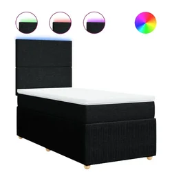 Vidaxl Box spring postelja z vzmetnico črna 100x200 cm blago
