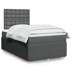 Vidaxl Box spring postelja z vzmetnico temno siva 120x190 cm blago