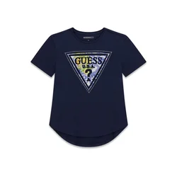 GUESS Majica temno modra/limona/zelena/off-bela