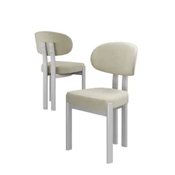 Hanah Home set trpezarijskih stolica Dore 6 kom, krem tkanina Babyface, bele metalne noge