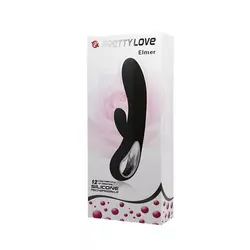 Pretty love crni silikonski vibrator sa dodatkom za klitoris, D00968