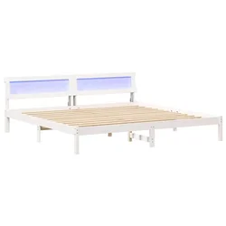 Vidaxl Konstrukcija postelje Bela 200 x 200 cm Masivno borovo les